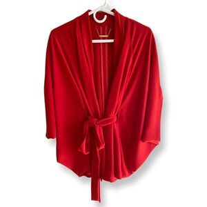Trina Turk Small Red Batwing Cape Formal Wrap Jacket Career Holiday Formal